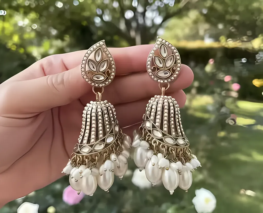 Pearl Jhumka Earrings for Women & Girls – Traditional Gold-Plated Ethnic Jewellery_SKU-687207284