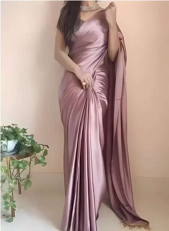 [501268400] Bollywood Satin Silk Blend Saree | Radhe Studio