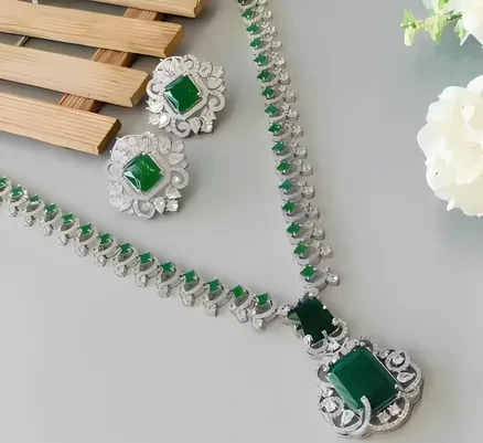 Silver Plated Necklace & Earrings Set with CZ Stones_SKU-457263214