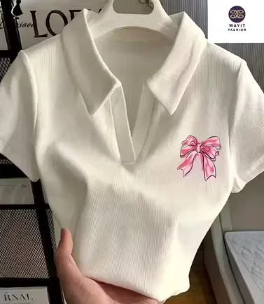 Women’s White Cotton Blend Collar Top (S)