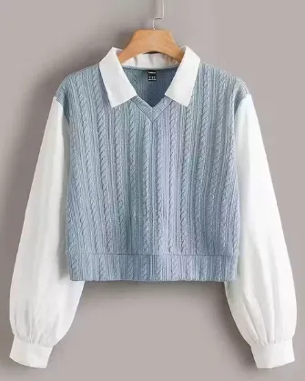 Korean Style Jacquard Partywear Top – Elegant Self-Design T-Shirt (M)